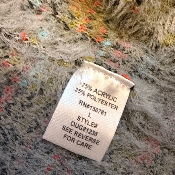 Oceanus women’s large cardigan sweater knit tribal Aztec hooded blue grey nwt - Picture 6 of 7